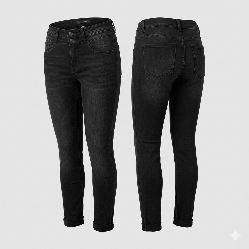 Flying Monkey High Rise Skinny Jeans Size 24‎ Black Double Button G1030R USA
